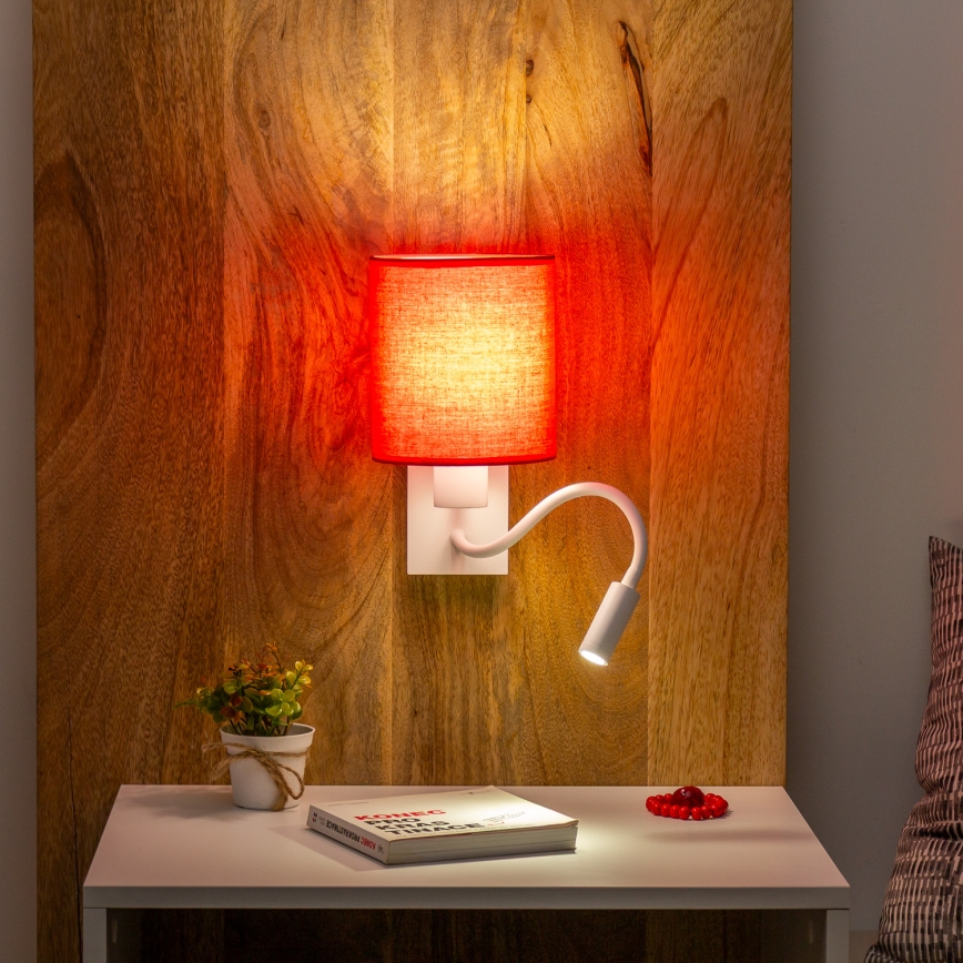 Brilagi - LED Fleksibilna zidna lampa NUBILA 1xE27/25W/230V + LED/3W bela/crveno
