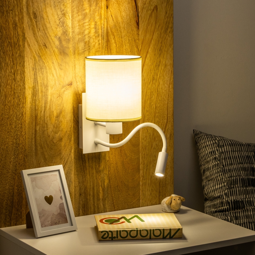 Brilagi - LED Fleksibilna zidna lampa NUBILA 1xE27/25W/230V + LED/3W bela/kremasta