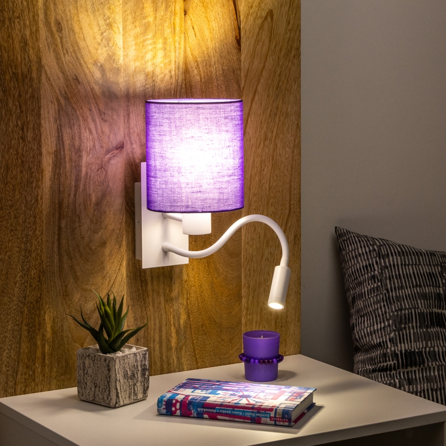Brilagi - LED Fleksibilna zidna lampa NUBILA 1xE27/25W/230V + LED/3W bela/ljubičasta