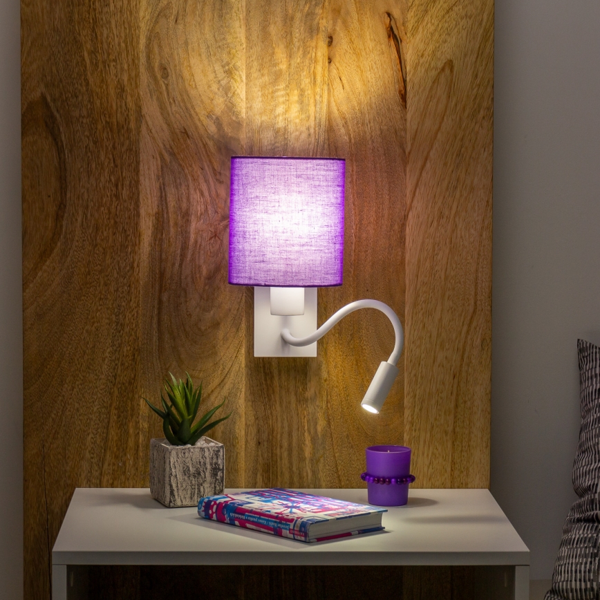 Brilagi - LED Fleksibilna zidna lampa NUBILA 1xE27/25W/230V + LED/3W bela/ljubičasta