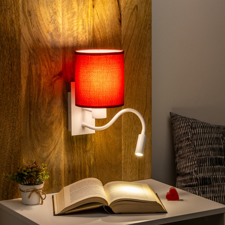 Brilagi - LED Fleksibilna zidna lampa NUBILA 1xE27/25W/230V + LED/3W bela/pompejska crveno