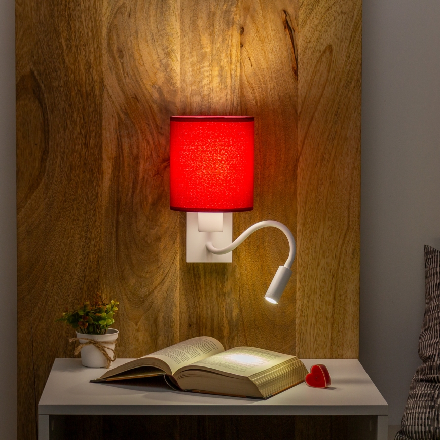 Brilagi - LED Fleksibilna zidna lampa NUBILA 1xE27/25W/230V + LED/3W bela/pompejska crveno