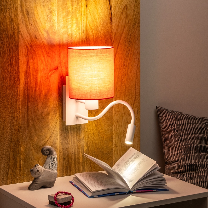 Brilagi - LED Fleksibilna zidna lampa NUBILA 1xE27/25W/230V + LED/3W bela/roze