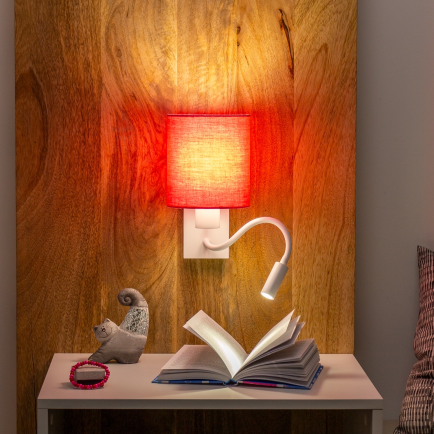 Brilagi - LED Fleksibilna zidna lampa NUBILA 1xE27/25W/230V + LED/3W bela/roze