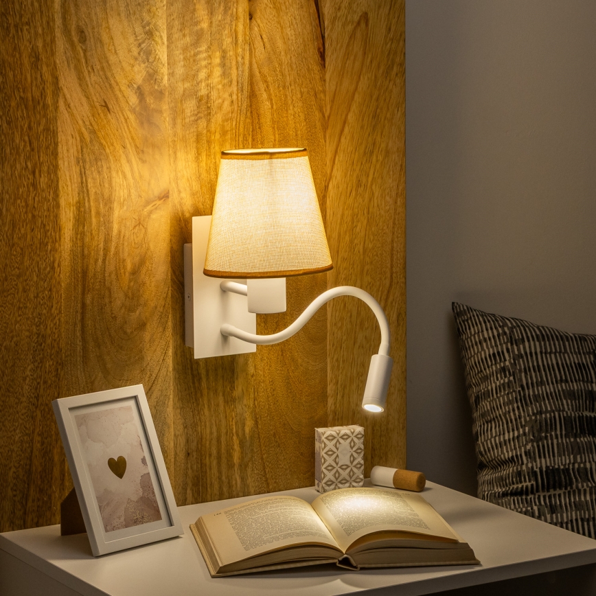 Brilagi - LED Fleksibilna zidna lampa NUBILA 1xE27/25W/230V + LED/3W bela/svetlobraon