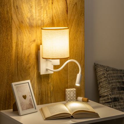 Brilagi - LED Fleksibilna zidna lampa NUBILA 1xE27/25W/230V + LED/3W bela/svetlobraon