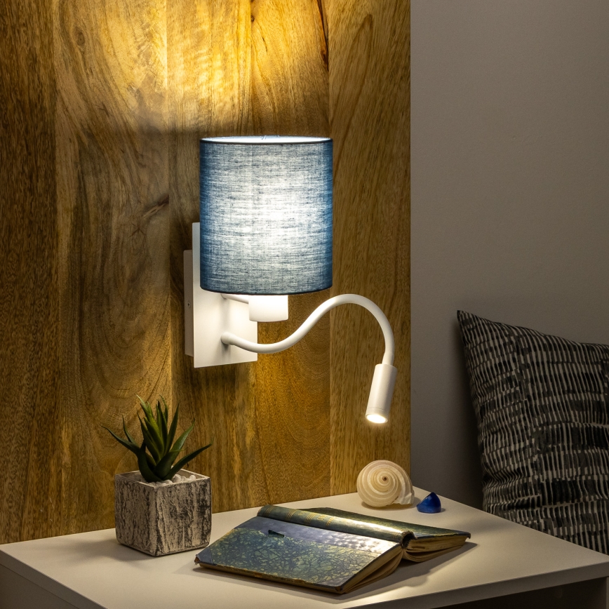 Brilagi - LED Fleksibilna zidna lampa NUBILA 1xE27/25W/230V + LED/3W bela/tamno plavi