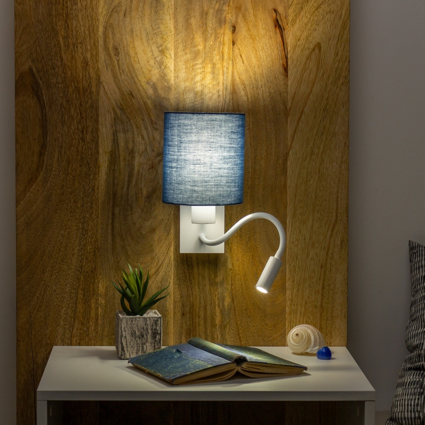 Brilagi - LED Fleksibilna zidna lampa NUBILA 1xE27/25W/230V + LED/3W bela/tamno plavi