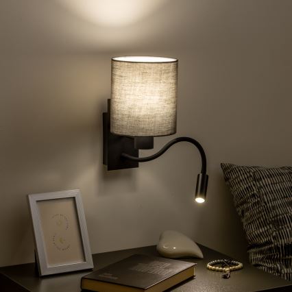 Brilagi - LED Fleksibilna zidna lampa NUBILA 1xE27/25W/230V + LED/3W crno/antracit