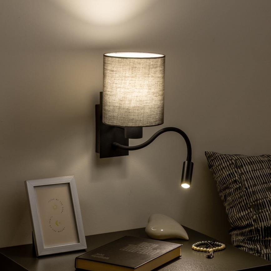 Brilagi - LED Fleksibilna zidna lampa NUBILA 1xE27/25W/230V + LED/3W crno/antracit