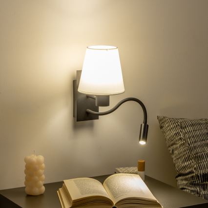 Brilagi - LED Fleksibilna zidna lampa NUBILA 1xE27/25W/230V + LED/3W crno/bela