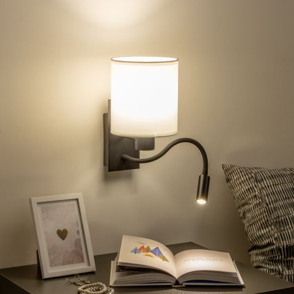 Brilagi - LED Fleksibilna zidna lampa NUBILA 1xE27/25W/230V + LED/3W crno/bela