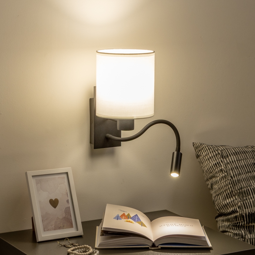 Brilagi - LED Fleksibilna zidna lampa NUBILA 1xE27/25W/230V + LED/3W crno/bela