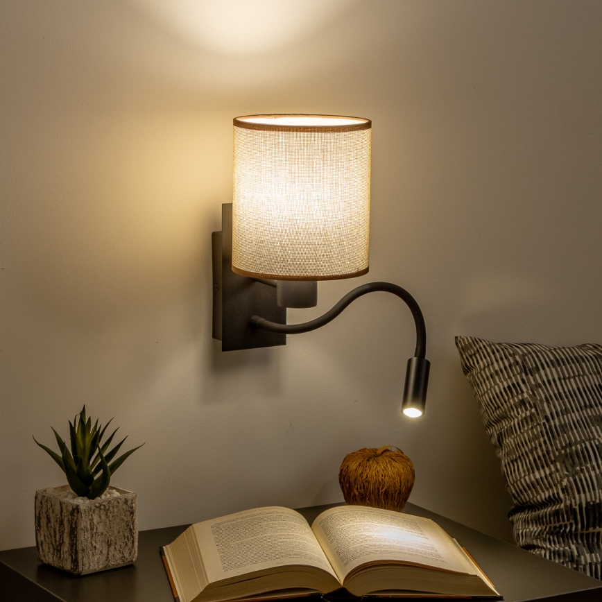 Brilagi - LED Fleksibilna zidna lampa NUBILA 1xE27/25W/230V + LED/3W crno/braon