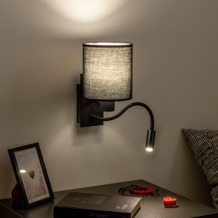 Brilagi - LED Fleksibilna zidna lampa NUBILA 1xE27/25W/230V + LED/3W crno