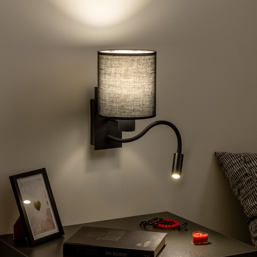 Brilagi - LED Fleksibilna zidna lampa NUBILA 1xE27/25W/230V + LED/3W crno