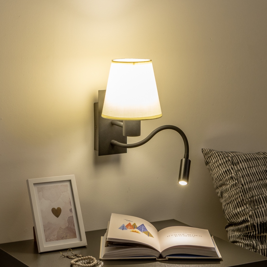 Brilagi - LED Fleksibilna zidna lampa NUBILA 1xE27/25W/230V + LED/3W crno/kremasta