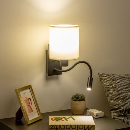 Brilagi - LED Fleksibilna zidna lampa NUBILA 1xE27/25W/230V + LED/3W crno/kremasta