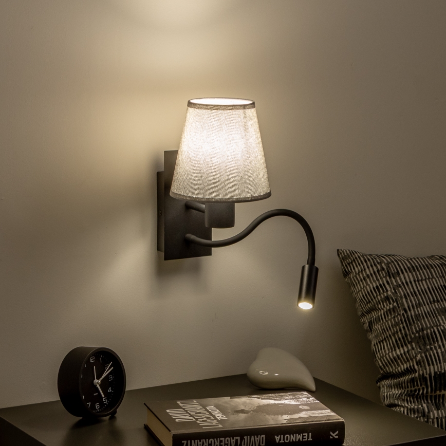 Brilagi - LED Fleksibilna zidna lampa NUBILA 1xE27/25W/230V + LED/3W crno/sivo