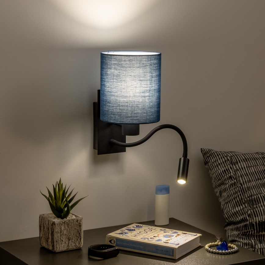 Brilagi - LED Fleksibilna zidna lampa NUBILA 1xE27/25W/230V + LED/3W crno/tamno plavi