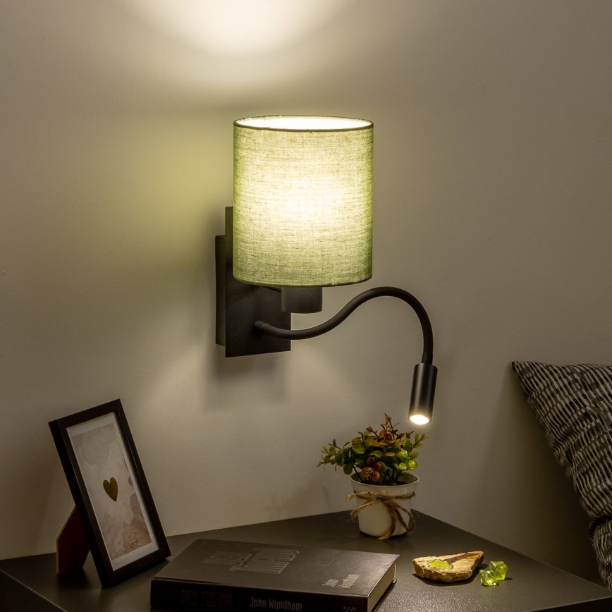 Brilagi - LED Fleksibilna zidna lampa NUBILA 1xE27/25W/230V + LED/3W crno/zelena