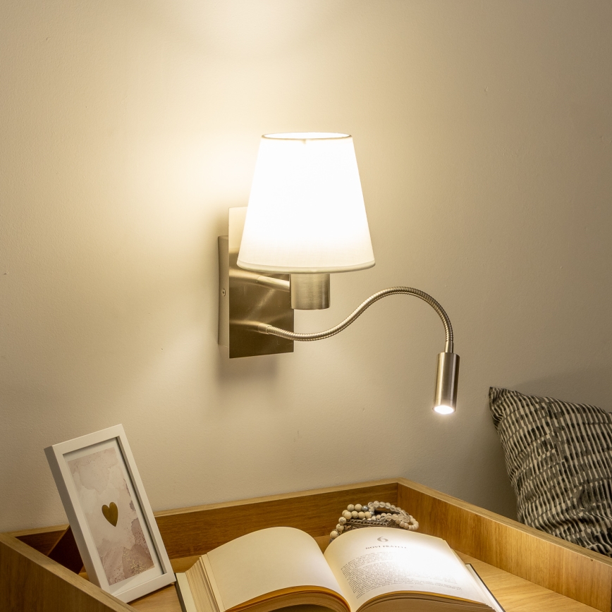 Brilagi - LED Fleksibilna zidna lampa NUBILA 1xE27/25W/230V + LED/3W mat krom/bela