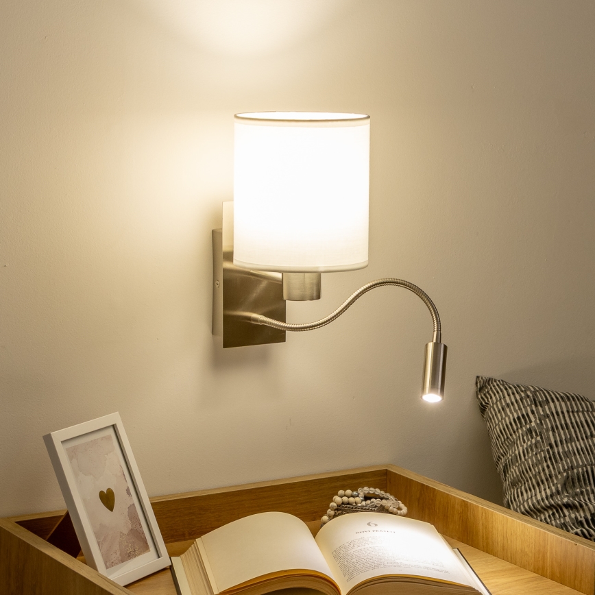 Brilagi - LED Fleksibilna zidna lampa NUBILA 1xE27/25W/230V + LED/3W mat krom/bela