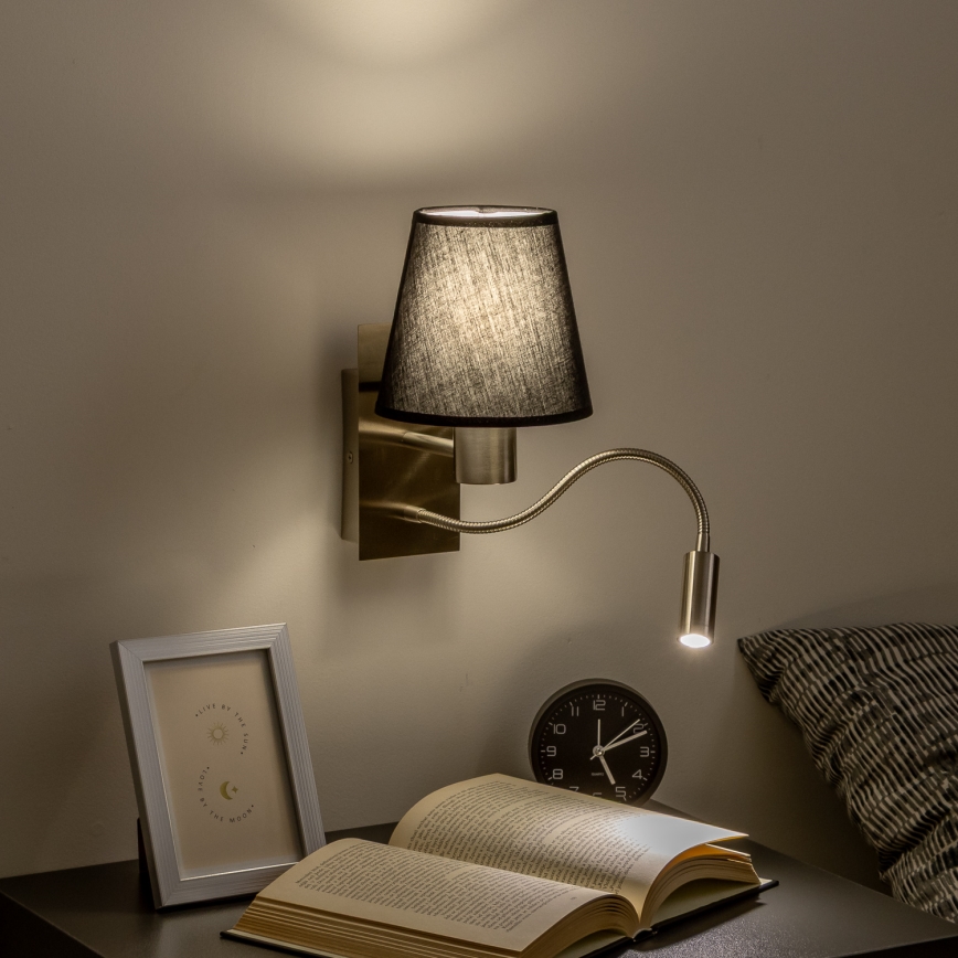 Brilagi - LED Fleksibilna zidna lampa NUBILA 1xE27/25W/230V + LED/3W mat krom/crno