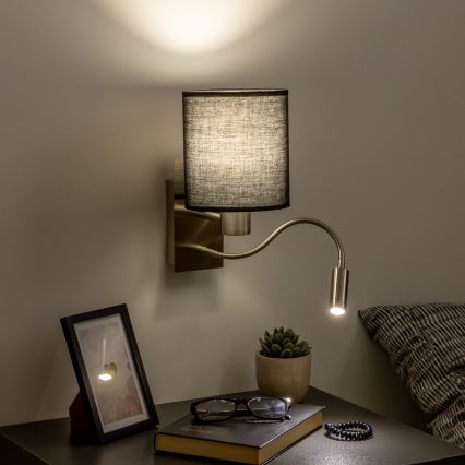Brilagi - LED Fleksibilna zidna lampa NUBILA 1xE27/25W/230V + LED/3W mat krom/crno