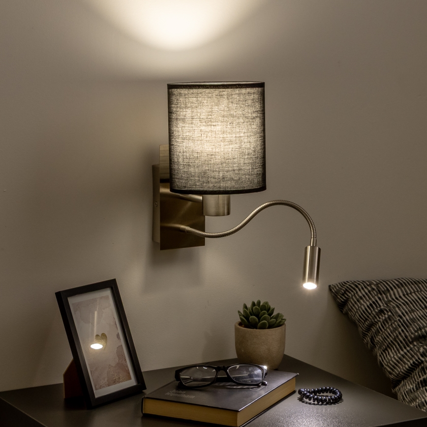 Brilagi - LED Fleksibilna zidna lampa NUBILA 1xE27/25W/230V + LED/3W mat krom/crno