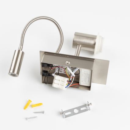 Brilagi - LED Fleksibilna zidna lampa NUBILA 1xE27/25W/230V + LED/3W mat krom/roze