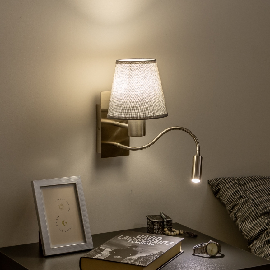 Brilagi - LED Fleksibilna zidna lampa NUBILA 1xE27/25W/230V + LED/3W mat krom/sivo