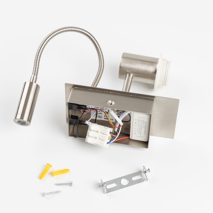 Brilagi - LED Fleksibilna zidna lampa NUBILA 1xE27/25W/230V + LED/3W mat krom/svetlobraon