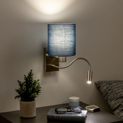 Brilagi - LED Fleksibilna zidna lampa NUBILA 1xE27/25W/230V + LED/3W mat krom/tamno plavi