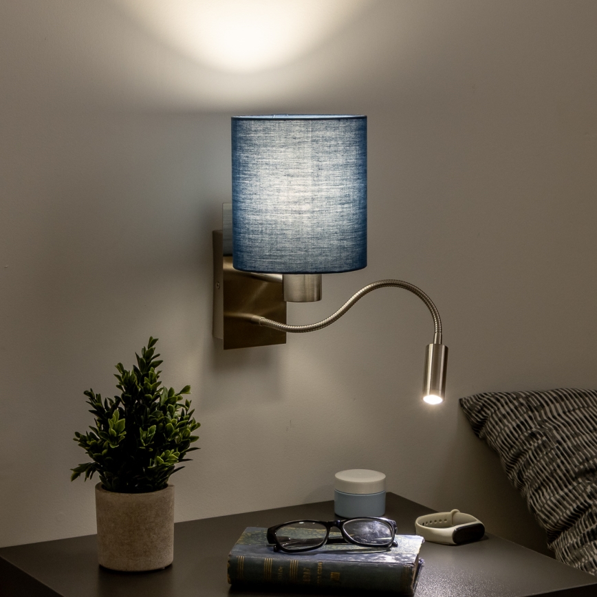 Brilagi - LED Fleksibilna zidna lampa NUBILA 1xE27/25W/230V + LED/3W mat krom/tamno plavi