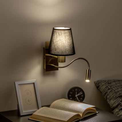 Brilagi - LED Fleksibilna zidna lampa NUBILA 1xE27/25W/230V + LED/3W mesing/crno