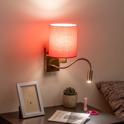 Brilagi - LED Fleksibilna zidna lampa NUBILA 1xE27/25W/230V + LED/3W mesing/roze