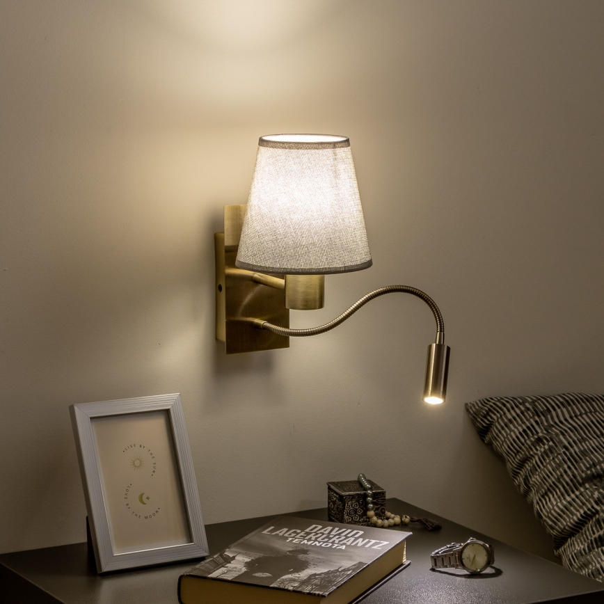 Brilagi - LED Fleksibilna zidna lampa NUBILA 1xE27/25W/230V + LED/3W mesing/sivo