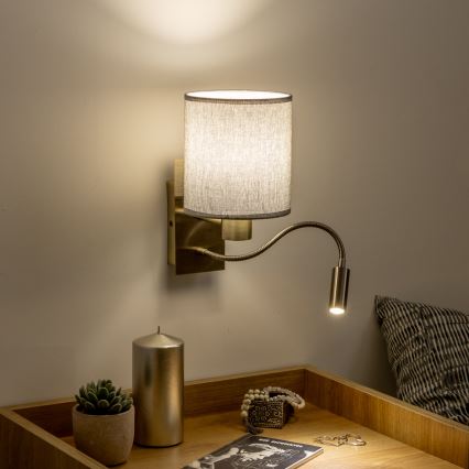 Brilagi - LED Fleksibilna zidna lampa NUBILA 1xE27/25W/230V + LED/3W mesing/sivo