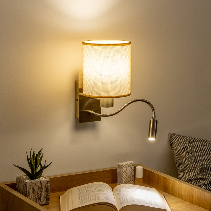 Brilagi - LED Fleksibilna zidna lampa NUBILA 1xE27/25W/230V + LED/3W mesing/svetlobraon