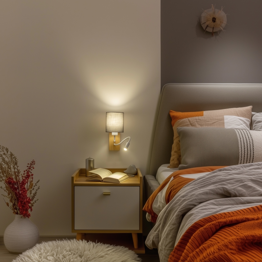 Brilagi - LED Fleksibilna zidna lampa NUBILA WOOD 1xE27/25W/230V + LED/3W hrast/antracit