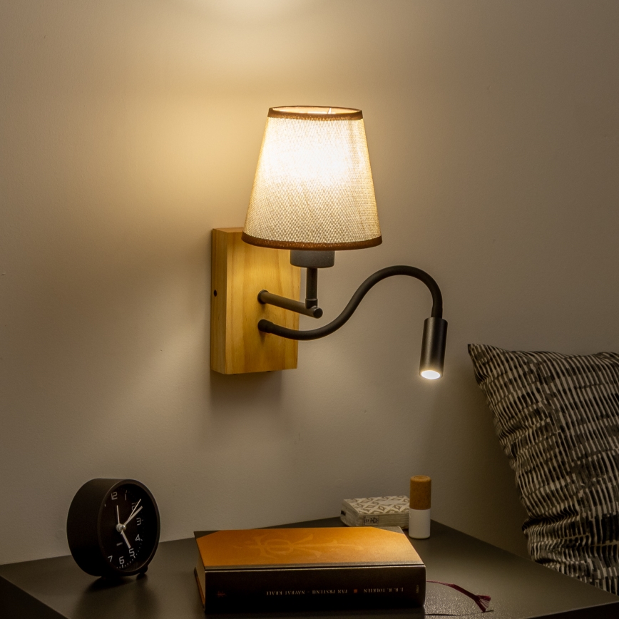 Brilagi - LED Fleksibilna zidna lampa NUBILA WOOD 1xE27/25W/230V + LED/3W hrast/braon