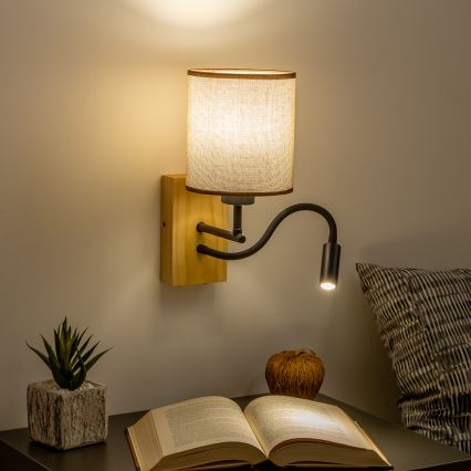 Brilagi - LED Fleksibilna zidna lampa NUBILA WOOD 1xE27/25W/230V + LED/3W hrast/braon