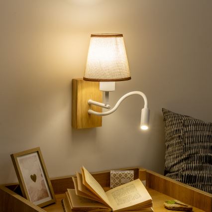 Brilagi - LED Fleksibilna zidna lampa NUBILA WOOD 1xE27/25W/230V + LED/3W hrast/braon