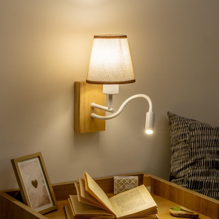 Brilagi - LED Fleksibilna zidna lampa NUBILA WOOD 1xE27/25W/230V + LED/3W hrast/braon