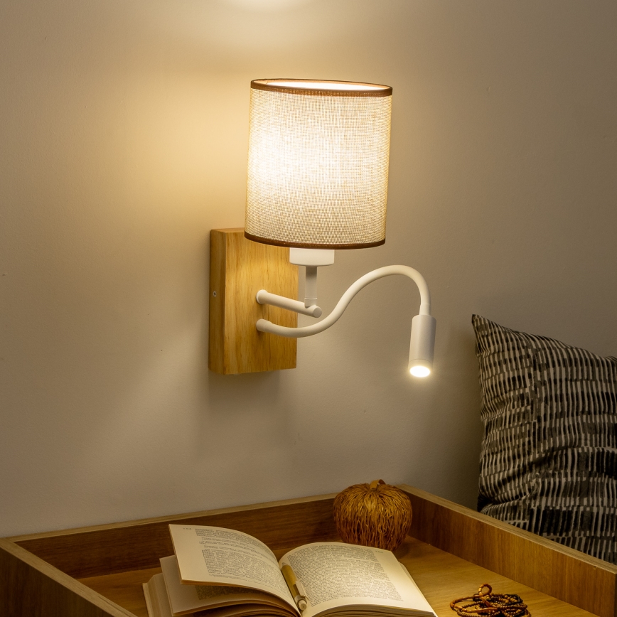 Brilagi - LED Fleksibilna zidna lampa NUBILA WOOD 1xE27/25W/230V + LED/3W hrast/braon
