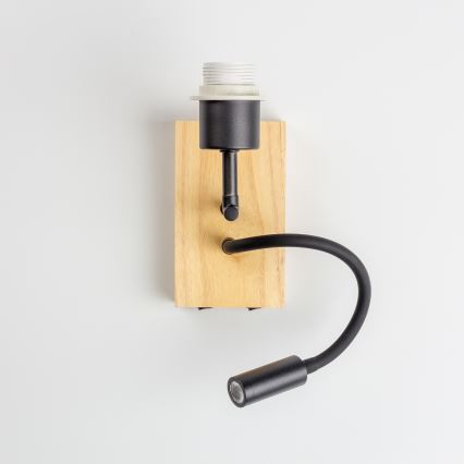 Brilagi - LED Fleksibilna zidna lampa NUBILA WOOD 1xE27/25W/230V + LED/3W hrast/crveno