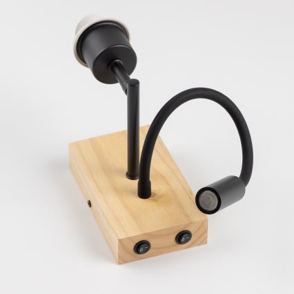 Brilagi - LED Fleksibilna zidna lampa NUBILA WOOD 1xE27/25W/230V + LED/3W hrast/kremasta