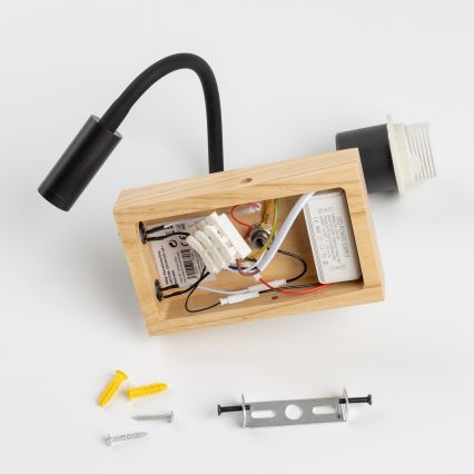 Brilagi - LED Fleksibilna zidna lampa NUBILA WOOD 1xE27/25W/230V + LED/3W hrast/kremasta