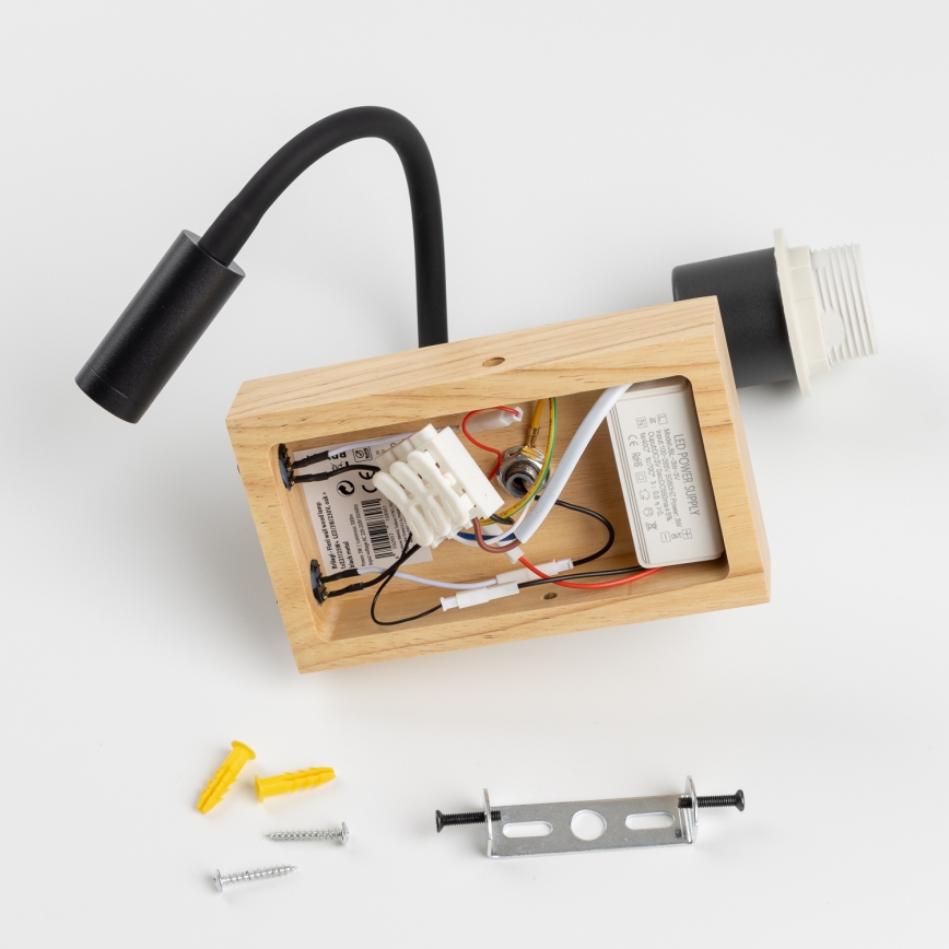 Brilagi - LED Fleksibilna zidna lampa NUBILA WOOD 1xE27/25W/230V + LED/3W hrast/kremasta